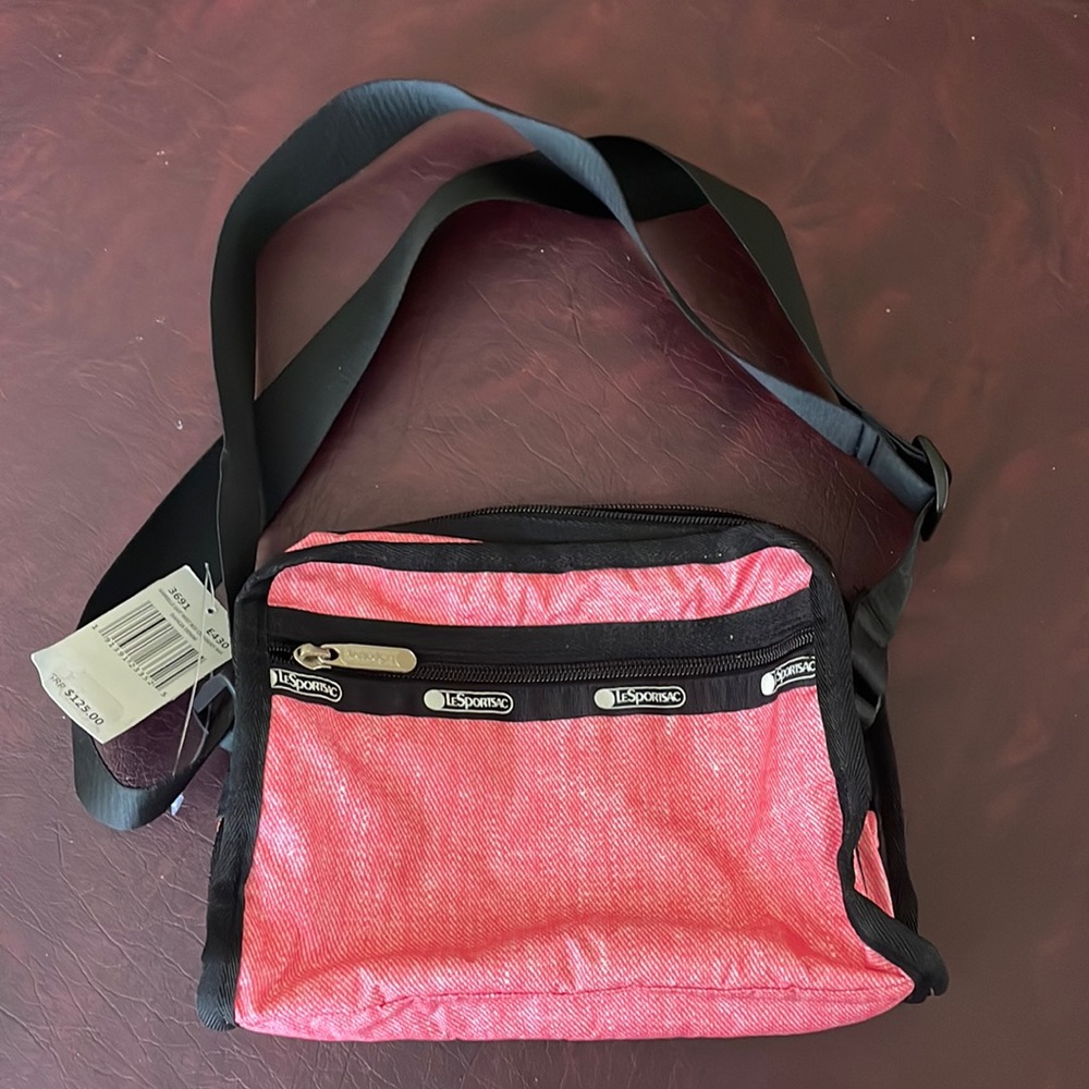 LeSportsac Gabrielle East West Box Crossbody Bag Dahlia Denim in pink color